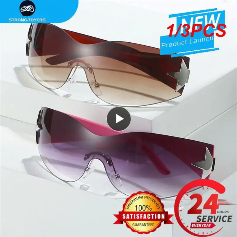 

1/3PCS Oversized Y2K Rimless Sunglass Women Men Trendy Wrap Around Sunglasses Punk One Piece Goggles Sports Sun Glass Shades