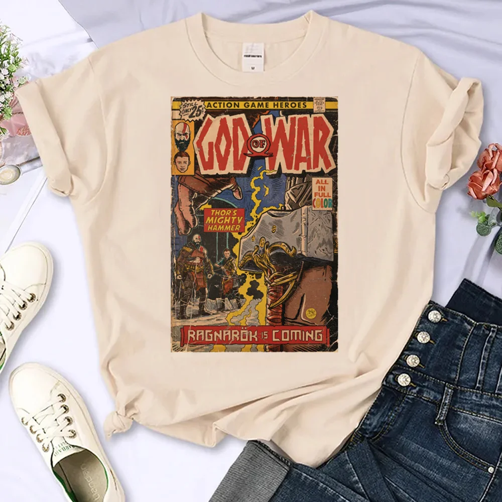 

God of War Ragnarok Comic t-shirts women comic Y2K top girl anime harajuku comic clothes