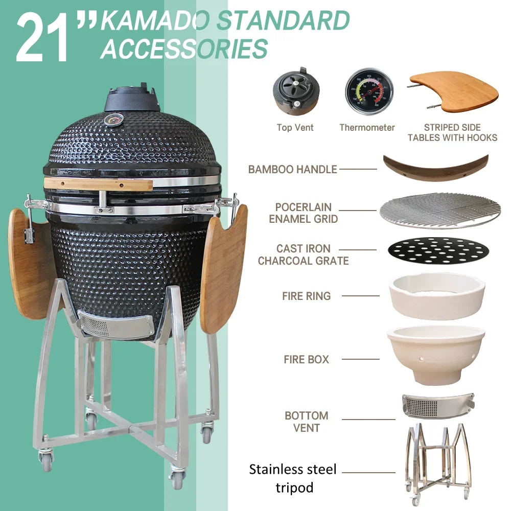 AUPLEX OEM Green Egg Bbq Kamado Joe Grill 21-дюймовые кухонные угольные грили для барбекю BBQ Outdoor