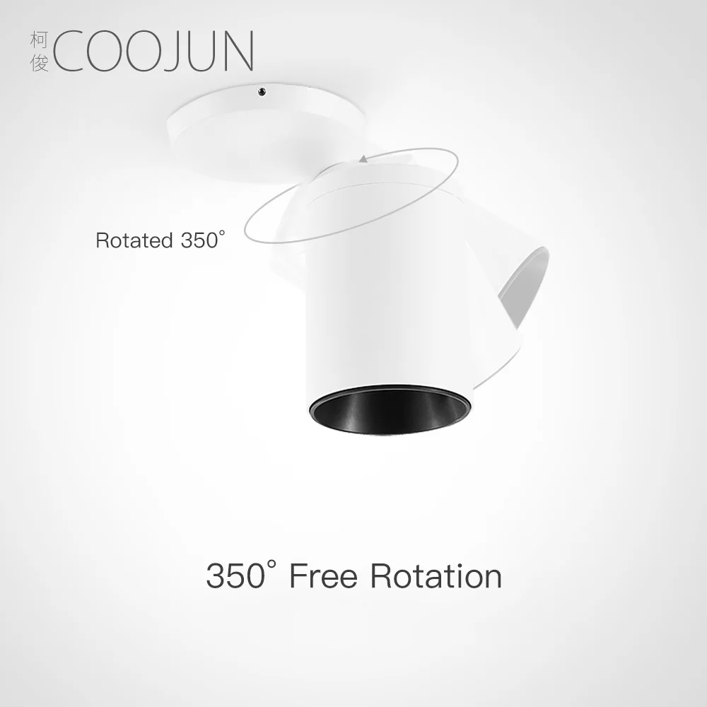 

COOJUN Surface Mounted LED Ceiling Lamp 5W Black/White Adjustable Angle Spotlight for Living Room Bedroom Corridor Home Decor