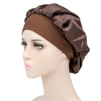 new beanie hat wide brim solid color nightcap women girls fashion elastic hair care satin chemotherapy cap wash hat wholesale