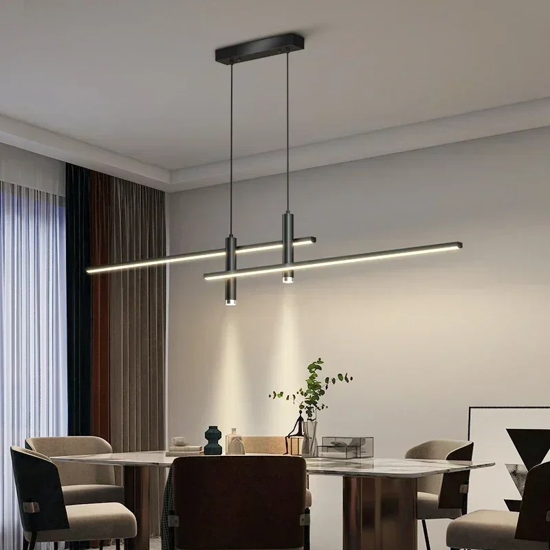 Modern LED Pendant Lamp Dining Table Kitchen Minimalist Black Gold Chandelier Home Decor Lighting Lusters Fixtures