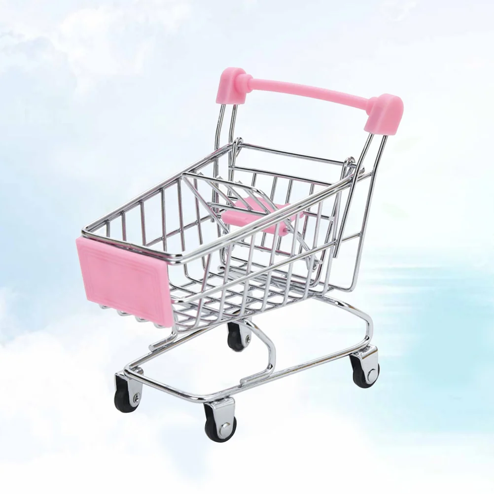 

Supermarket Handcart Shopping Utility Cart Simulation Trolley Model Grocery Cart Storage for Children Kids Pretend Mini things