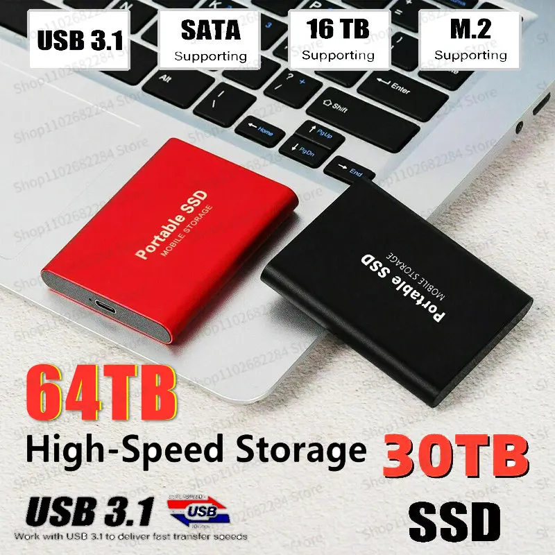 

High-speed 128TB 30TB SSD 2TB Portable External Solid State Hard Drive 16TB 8TB USB3.0 Interface 100% Original Mobile Hard Drive
