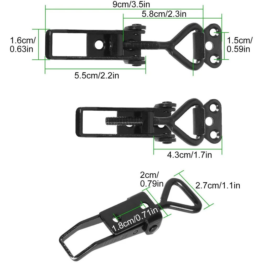 

GH-4001 Adjustable Toggle Clamps Steel Hasp Catch Clip For Handle-less Boxes Cabinets Lockers Doors Quick Fixture 90x27mm 4pcs