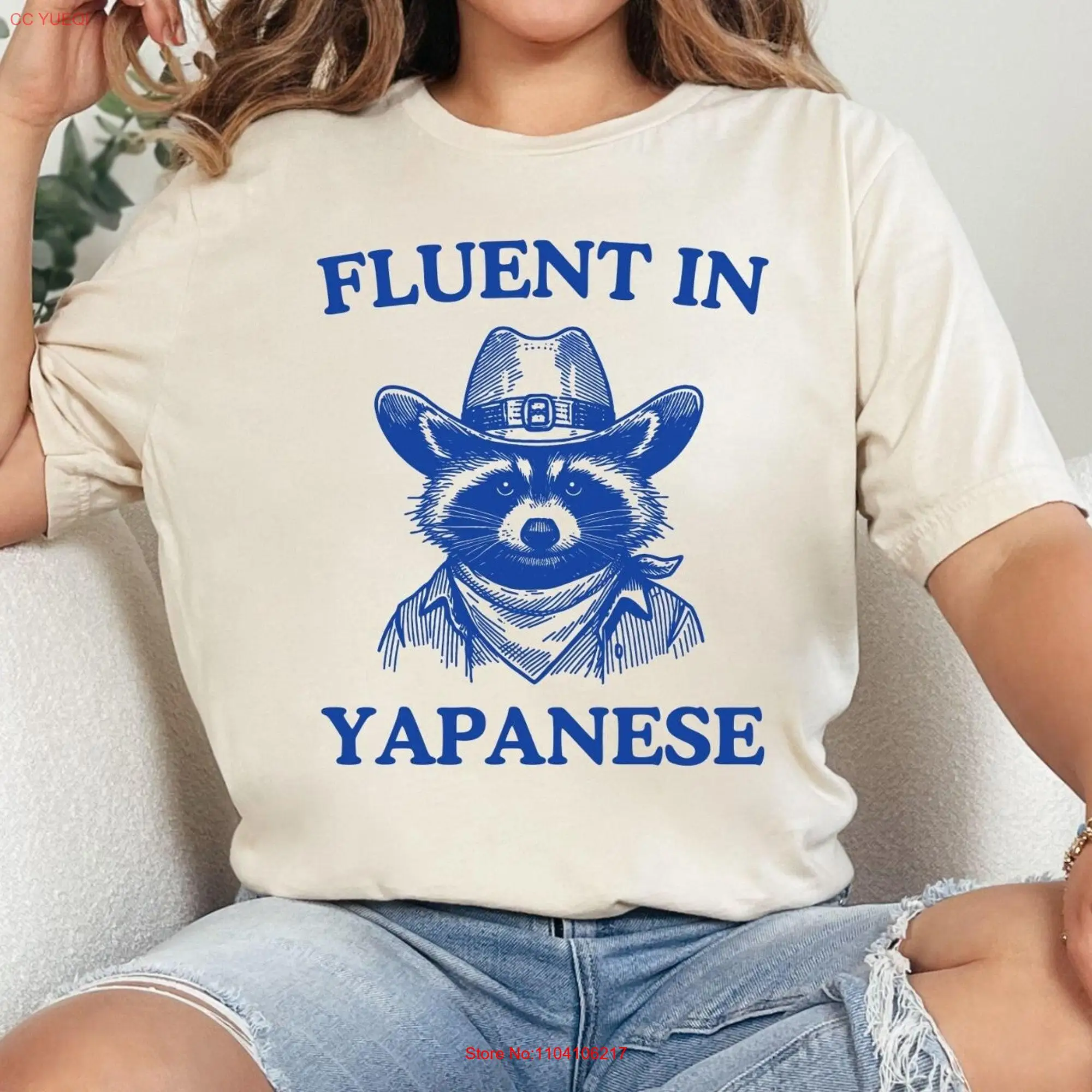Смешная футболка беглом в Yapanese с мемом мусорная панда саркастическая енот