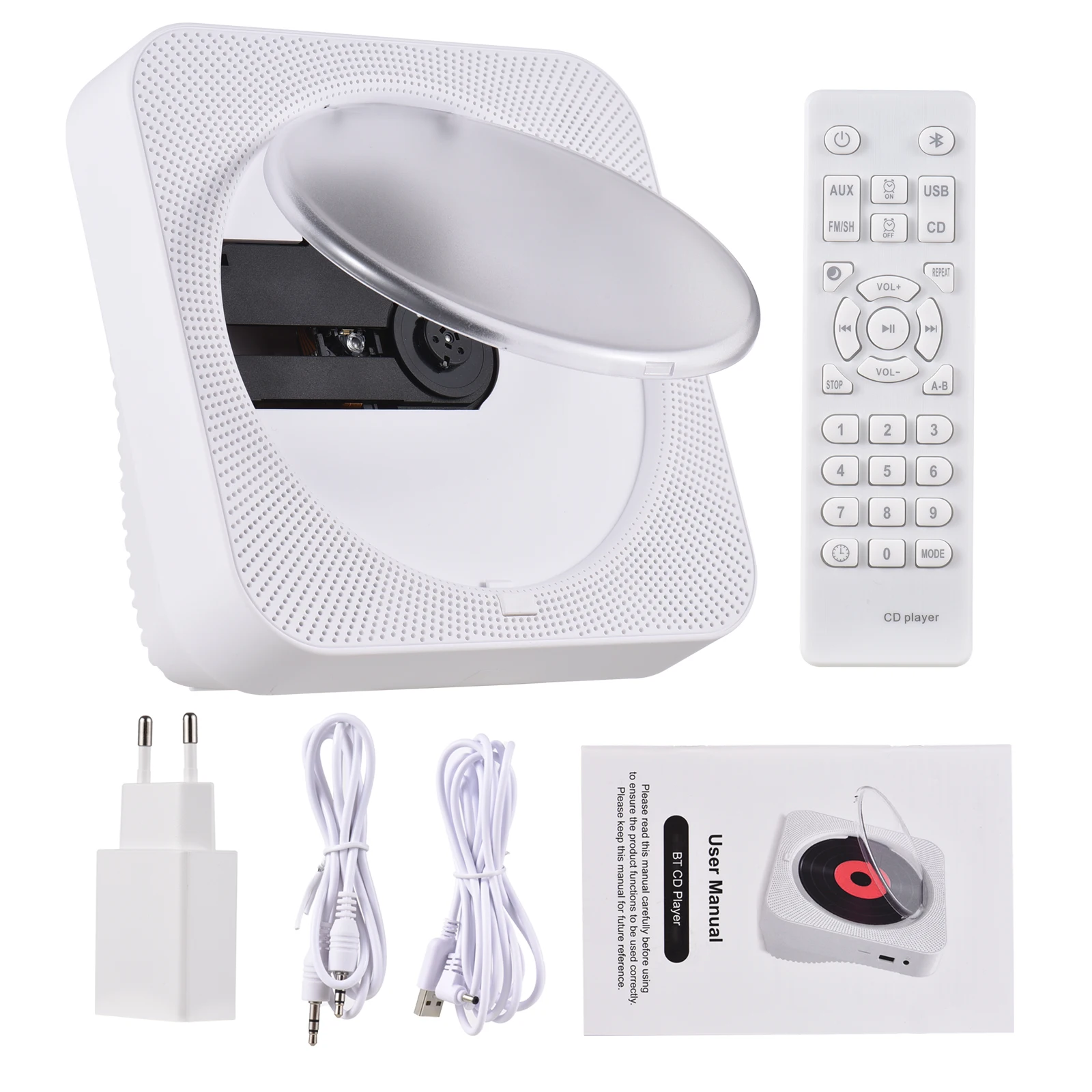 Portable Music Player Fm Radio Desktop With Dustproof Cover Led Display 6 Modes A-b Repeat Timer Remote Control