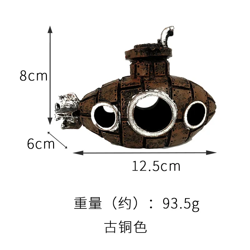 Полимерная подводная лодка украшения полые рыбы креветки укрытие пещера Фотофон