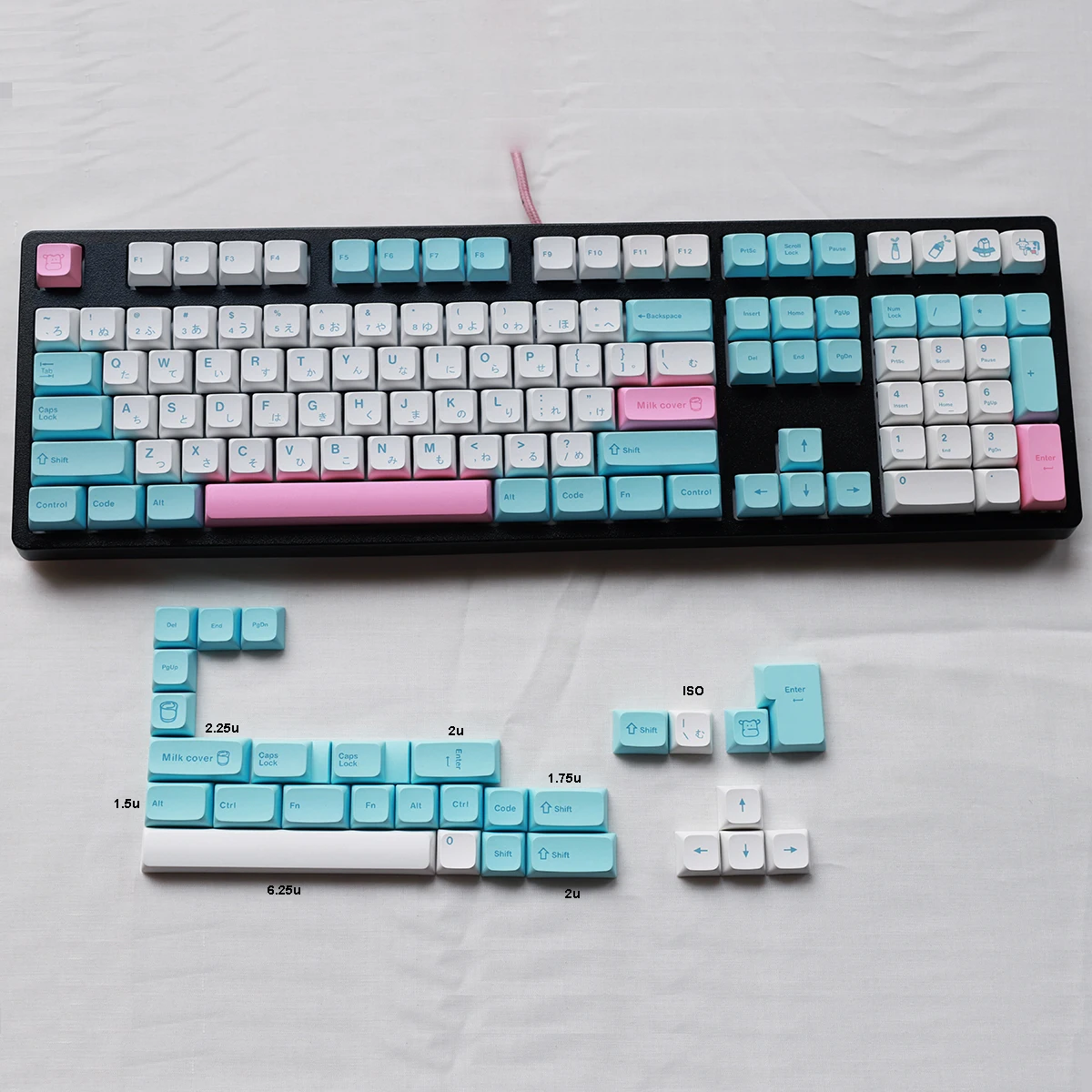 Milk Cover Cherry XDA Keycaps PBT Dye-subbed for MX Switches of 61 63 64 68 75 78 84 87 96 980 104 108 Mechanical Keyboards