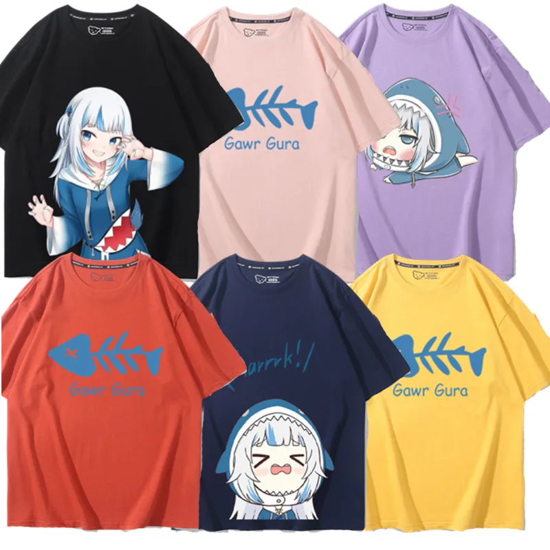 

Kawaii Anime Goddess Story Gawr Gura Summer Thin Pure Cotton Breathable Short Sleeve Couple Outfit Girlfriends Birthday Present
