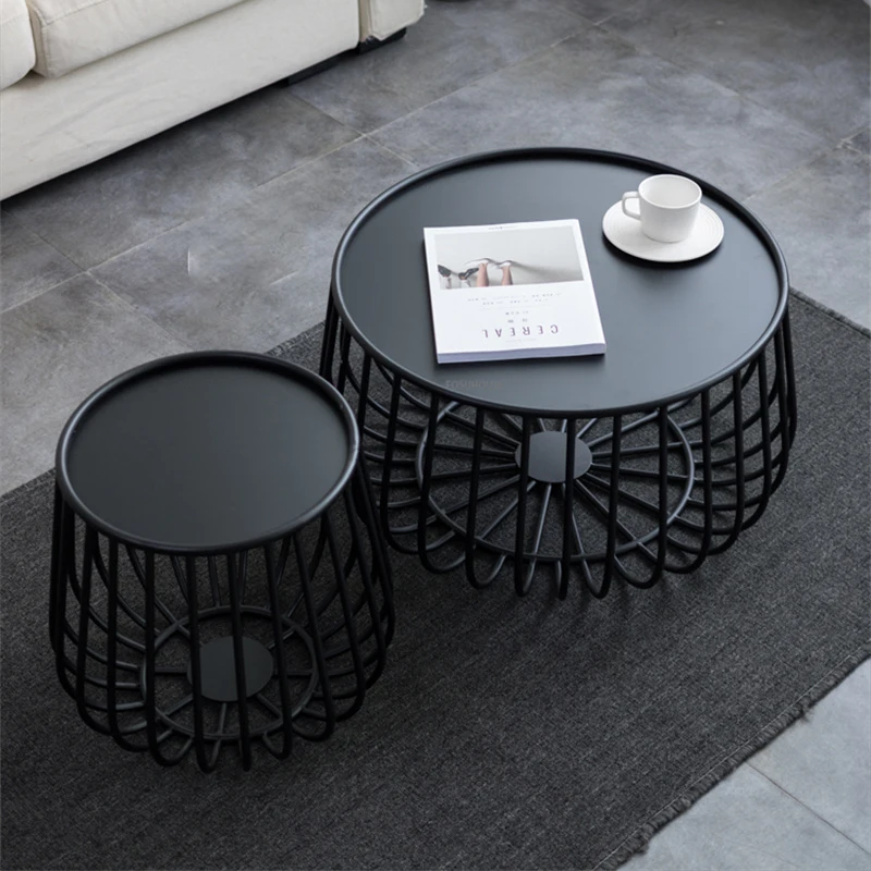 

Nordic Wrought Iron Coffee Table for Living Room Industrial Style Creativity Center Table Small Apartment Round Coffee Table