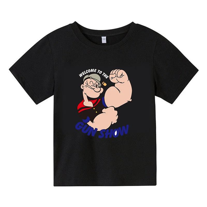 

2022 Boys Girls T Shirts Printed Cartoon Hilarious Popeye Cool Short Sleeve Summer T Shirts Fashion Funny Kids Anime Tops