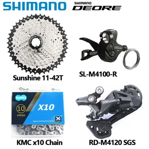 Shimano DEORE M4100 10s Groupset M4120 M5120 Rear Derailleur Shifter Sunshine 11-46T 11-42T 11-50T Cassette Hg54 KMC Chain MTB