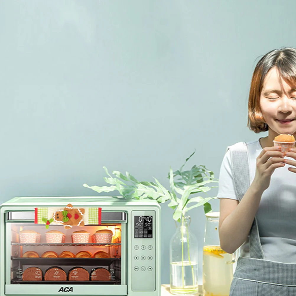 

Handle Christmas Covers Cover Door Fridge Microwave Protector Kitchen Oven Gingerbread Appliance Dishwasher Gloves Refrigerator