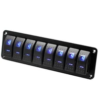 6 Gang Aluminum Rocker Switch Panel Toggle Dash 5 Pin ON/Off Pre-Wired Rocker Switch Blue Backlit Switch