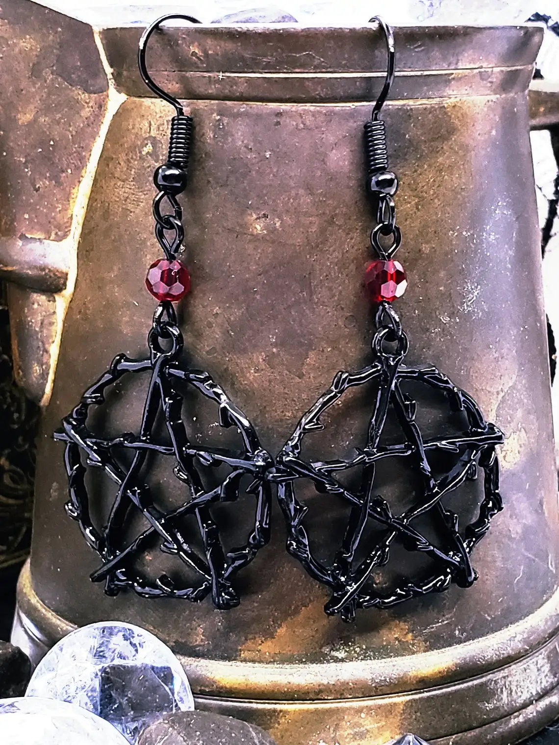 2022 New Large Pentagram Earrings- Black -Witchy Earrings Vampire Goth Jewelry