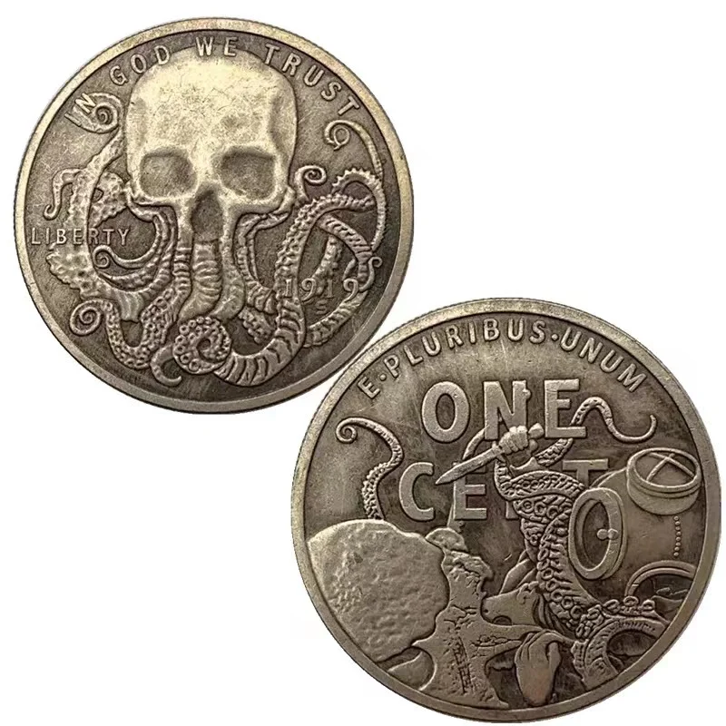 

Skull Pirate Metal Commemorative Coins Collection Coins Octopus Antique Crafts Gifts Morgan Decoration 1919 Wandering Coins