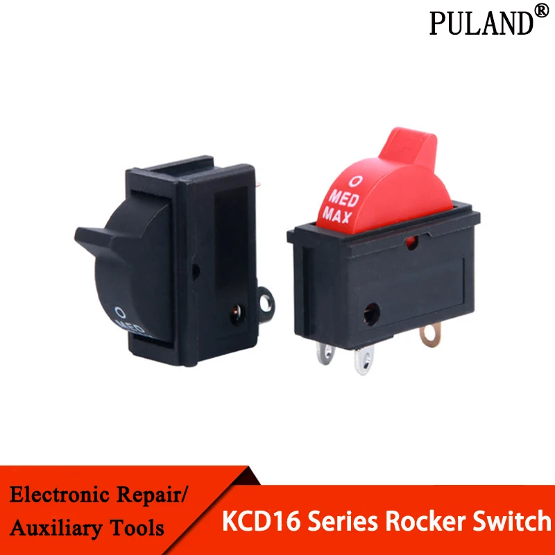 

1 Pcs KCD16 Wind Speed Control Button Rocker Switch 3 Positions 3Pin SPDT Switch For Hair dryer 10A 250V Black Red