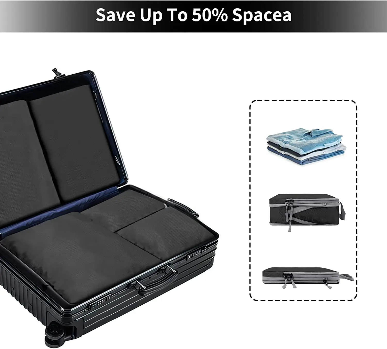 9 pcs New Large capacity Travel storage bag compressible packaging cube foldable waterproof suitcase nylon portable bag luggage