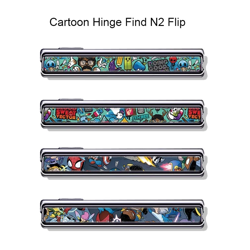 

Colorful Cartoon Hinge Skin for OPPO Find N2 Flip Side Screen Protector Film Cover 3M Border Wrap Protection Sticker