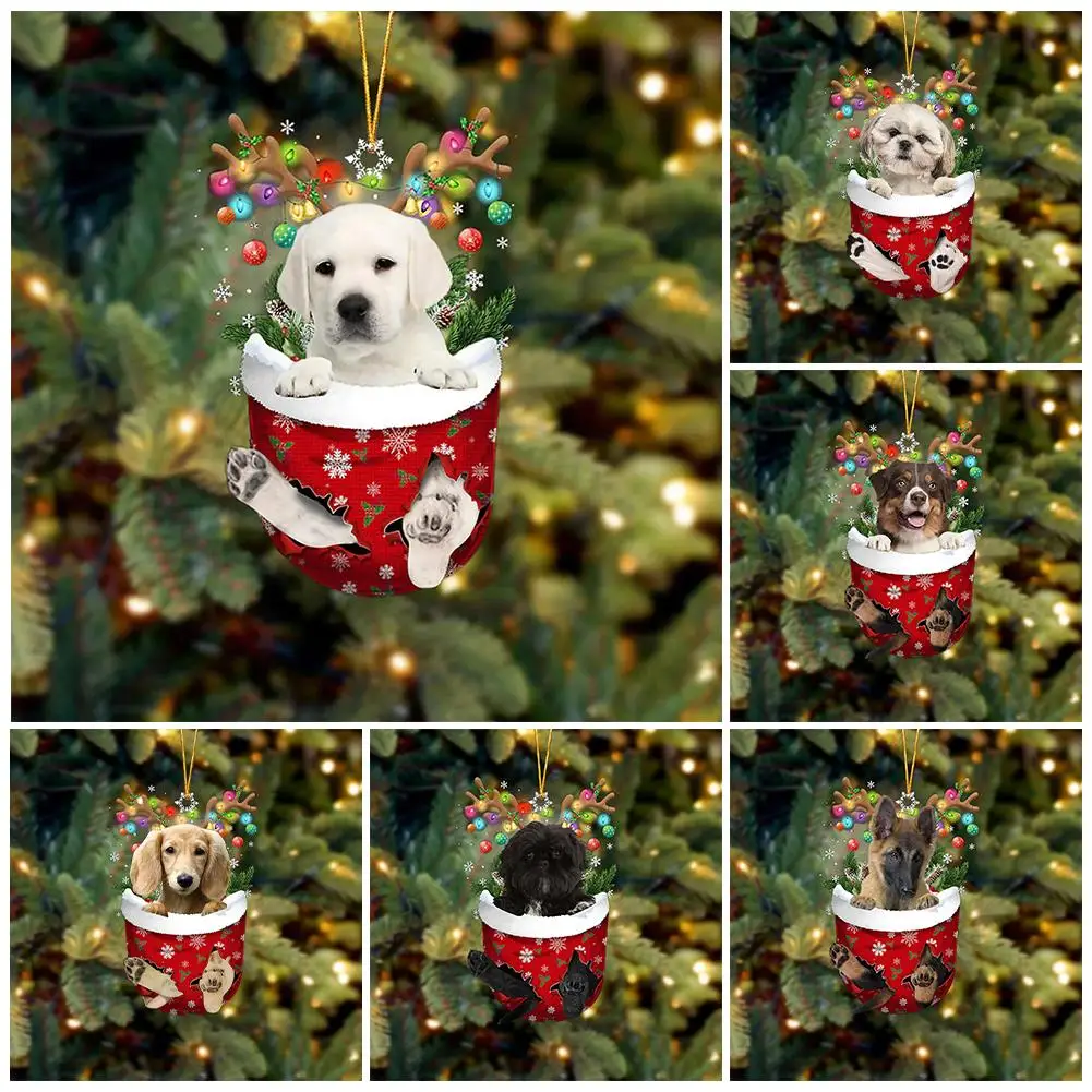

Christmas Ornament Simulated Dog Hanging Pendant Outdoor Charm Lawn Garden Gift Decoration Xmas Yard T2i7