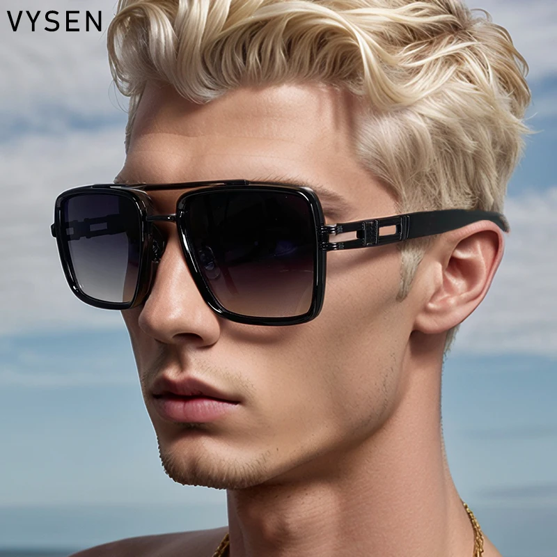 Квадратные металлические солнцезащитные очки в стиле ретро для мужчин 2024