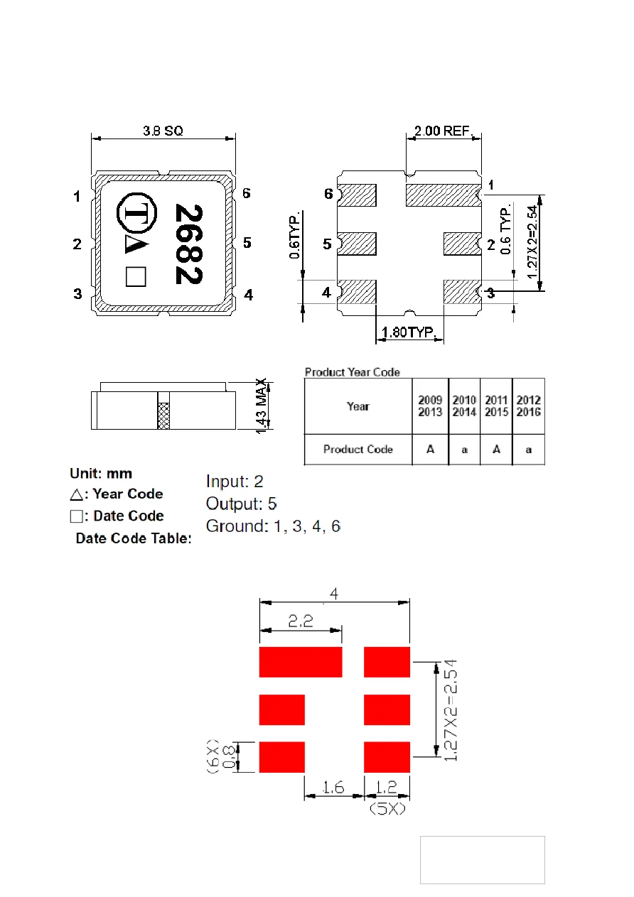 10 шт. TA2682A код 2682 новый оригинальный фильтр SMD SAW 654 МГц в упаковке