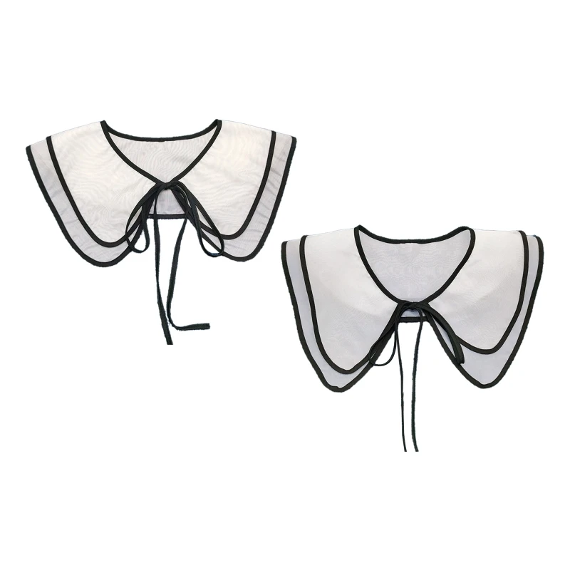 

New style Women Half Shirt Detachable Collar Blouse Top Doll Shawl Lace-Up Bowknot Scarf Capelet for Girls