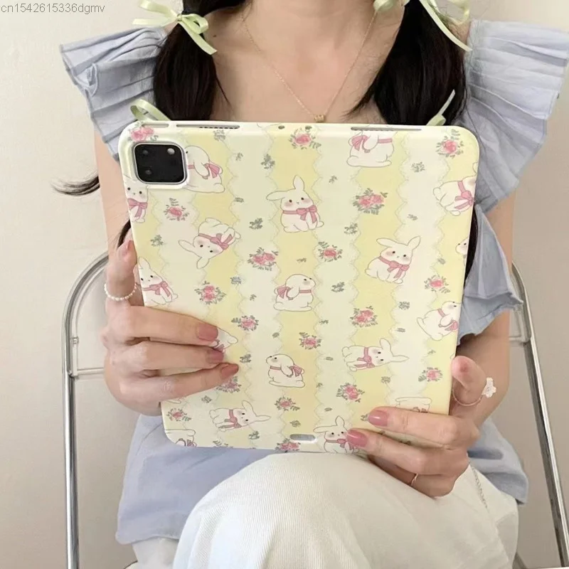 

Модный чехол для IPad 2022 в Корейском стиле с цветочным рисунком кролика для IPad 5 6 Mini 6 8,3 дюйма плоский Air 3 4 Защитный Чехол симпатичный чехол для Ipad Anme Y2k
