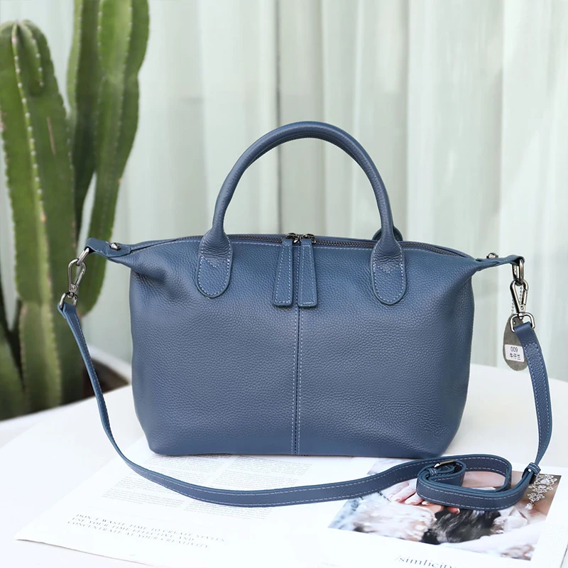 

Сумка на плечо женская из натуральной кожи, саквояж кросс-боди большой вместимости, модный мессенджер, тоут, 100%