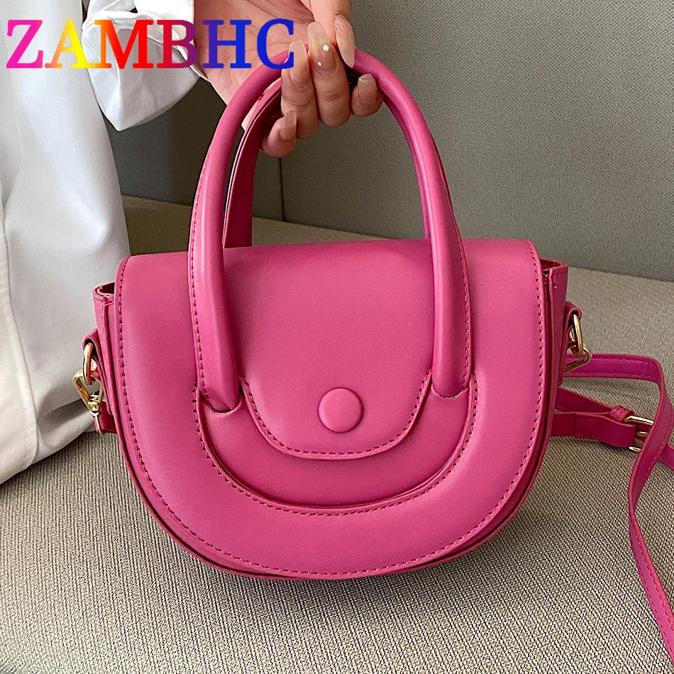 

Candy Color Small PU Leather Shoulder Bags for Women Fashion Saddle Crossbody Bag 2023 Trend Designer Female Short Handle Totes