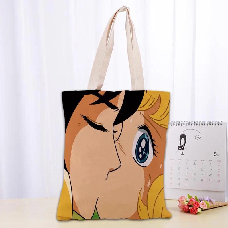Custom Candy Candy Cartoon Tote Shopping Bags 30x35cm Tote Bag Reusable Handbag Women Shoulder Cloth Pouch Foldable images - 6