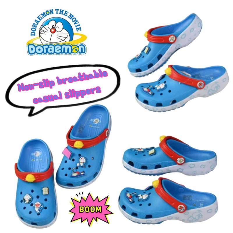 Фото Новые тапочки Doraemon: креативные, персонализированные, нескользящие, дышащие, повседневные, стильные, с мультяшным дизайном, милые, для дома и пляжа №1