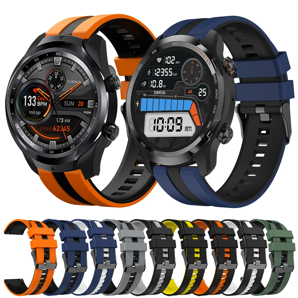 Спортивный ремешок силиконовый для часов 22 мм 20 TicWatch Pro 3 Ultra LIT 4G E3 E2 S2 X GTW 2021