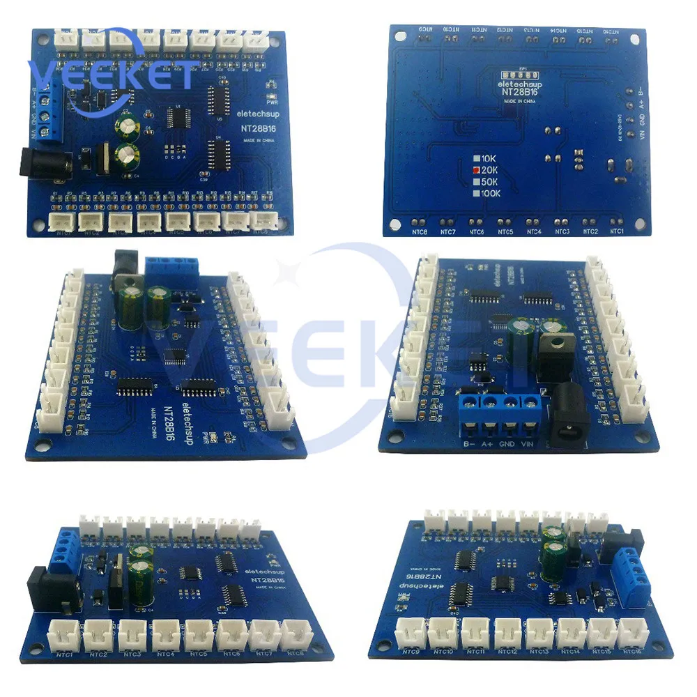 16Ch RS485 temperature collector Modbus RTU paperless recording NTC sensor RTU Serial Port Multi-Function Relay Module