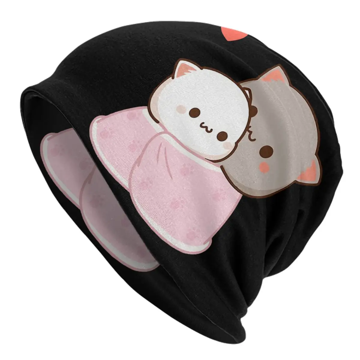 Peach And Goma Cuddling - Mochi Peach Cat Caps Men Women Unisex Streetwear Winter Warm Knit Hat Adult funny Hats