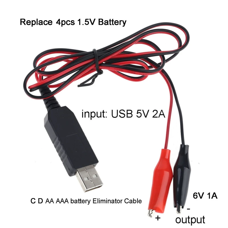 USB 5V DC 6V Шнур питания LR3 LR6 LR14 LR20 сменный уничтожитель батареи 4 шт. 1 5 V AA AAA C D батарея