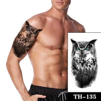 big black forest tattoos fake men eagle crow tatoos waterproof large size owl blue eyes body arm legs tattoos temporary sticker