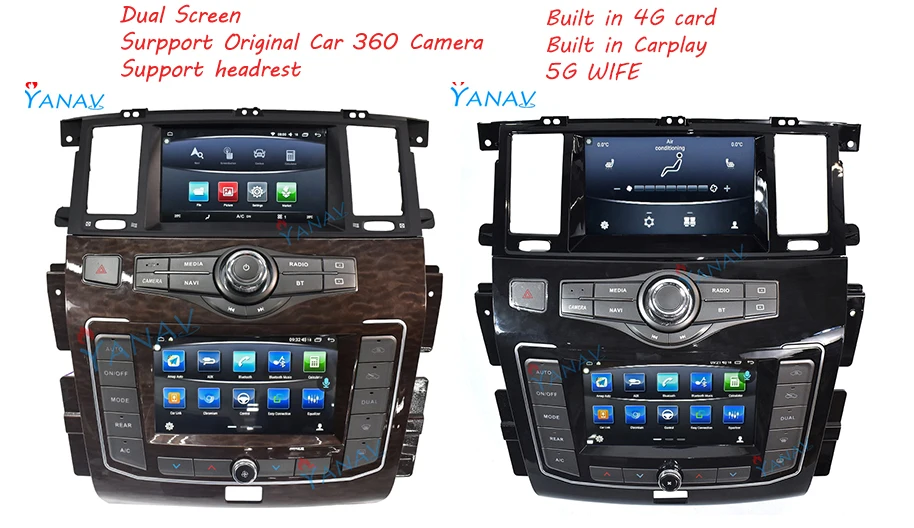 

Android Car Radio Newest Dual Screen GPS For Infiniti QX56 QX80 For Nissan Patrol Y62 2010-2020 Stereo Multimedia Player Radio