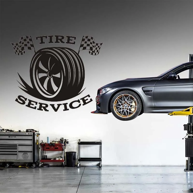 

Tire Service Car Repair Shop Logo Sign Sticker Decal Motor Advertisement Poster Vinyl Mural Decor