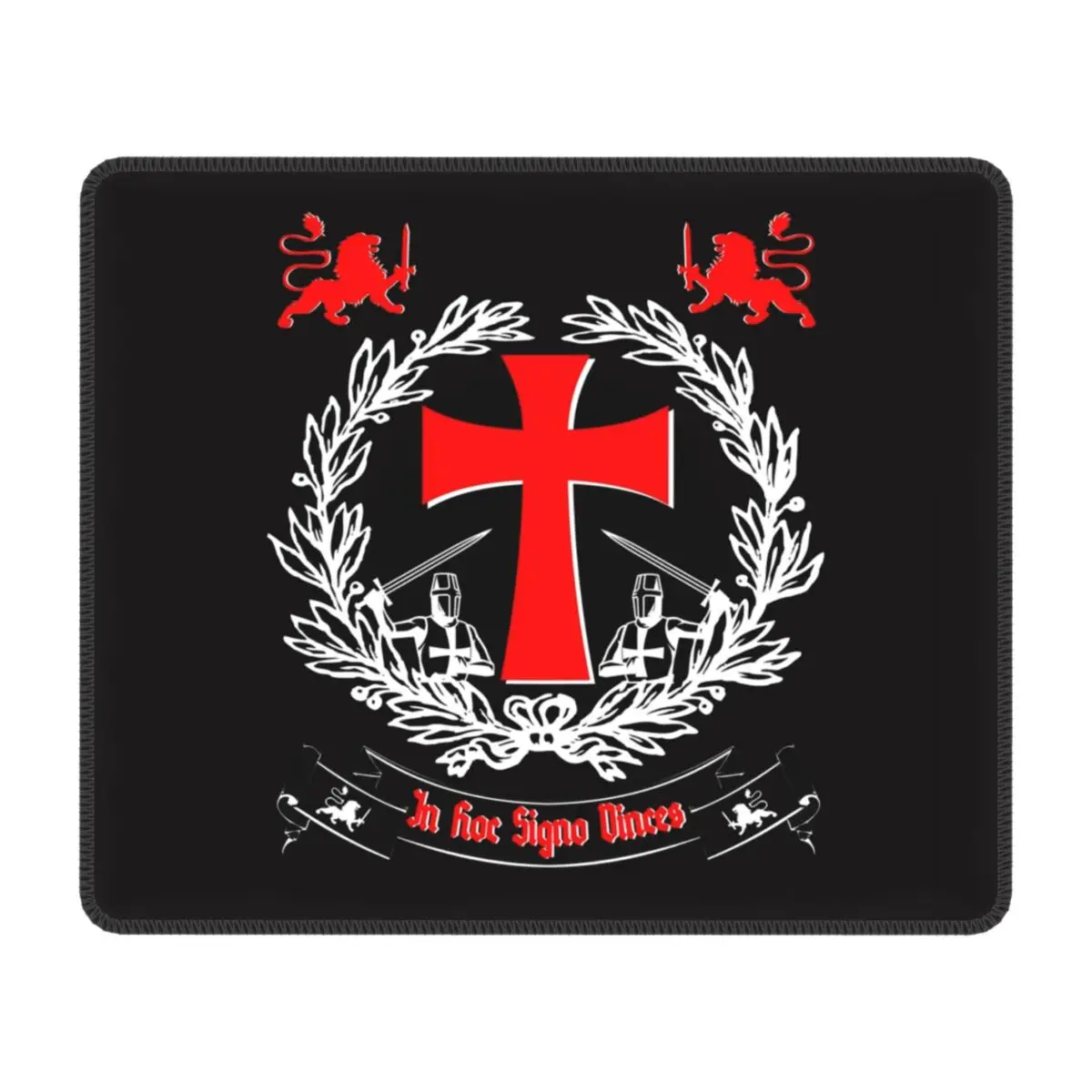 

Knights Templar In Hoc Signo Vinces Mouse Pad PC Gaming Mousepad Rubber Base Cross Deus Vult Ordre du Temple Office Laptop Mat