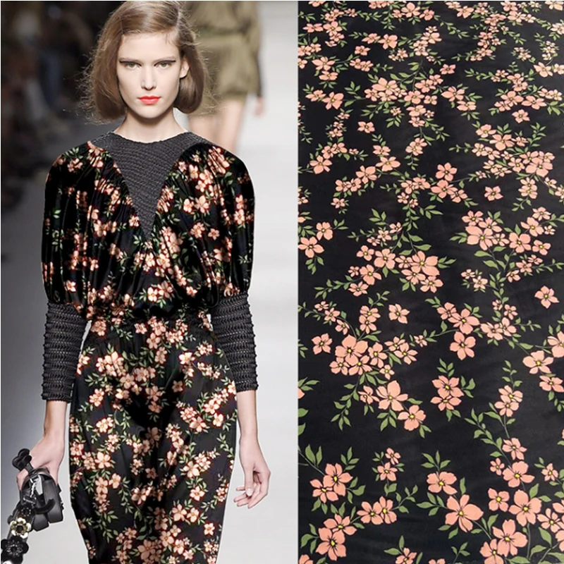 

Silk Stretch Satin Fabric Small Floral Pattern Spring Summer Skin-friendly Drape Elastic Material Cheongsam Shirt Soft Fabrics