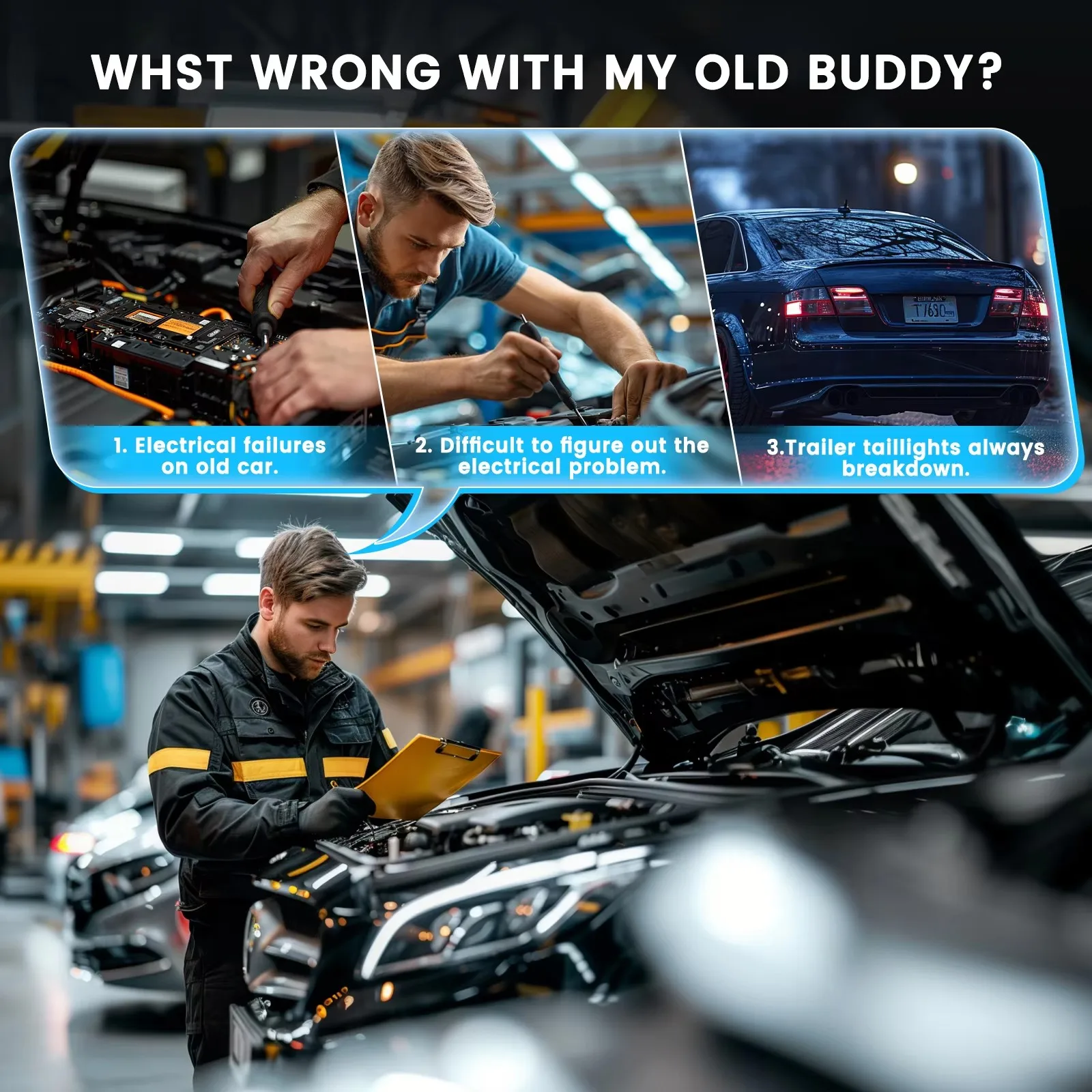 ANCEL PB50 12 В/24 В тестер автомобильного аккумулятора тестовый зонд электрической