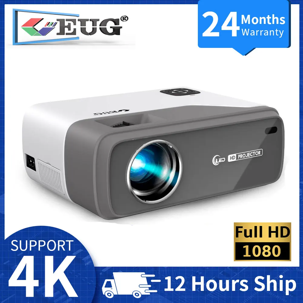 

EUG 1080p Full HD Projector Android 9.0 Bluetooth Video LED Proyector for Home Theater Beamer 4k 3D Projector for Smartphone