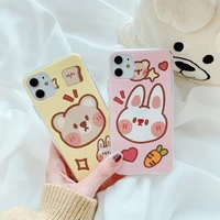 pink rabbit phone case for iphone yellow bear tansparent tpu phone case for iphone 13 12 11 pro x xr xs max protection case