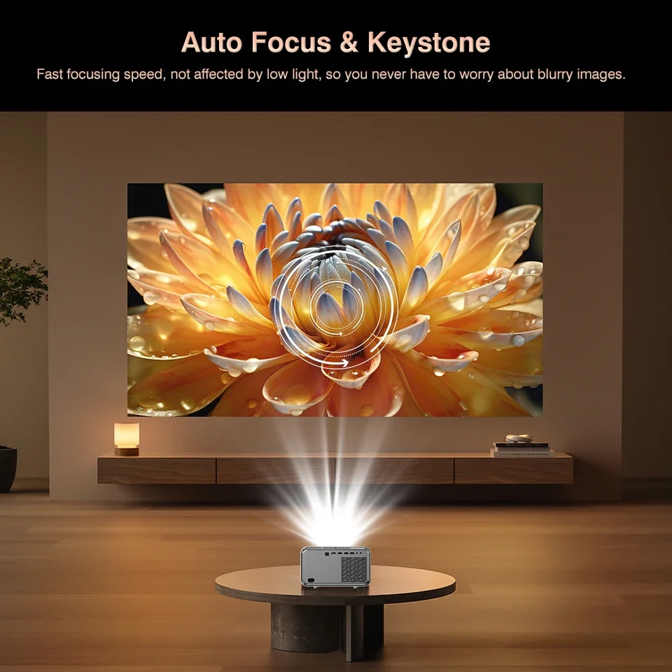 Фото Новый портативный LED-проектор Touyinger H7 с автофокусом, 2000 ANSI люмен, Full HD 1080P, для улицы, Android, 2 ГБ + 32 ГБ, для домашнего кинотеатра №4