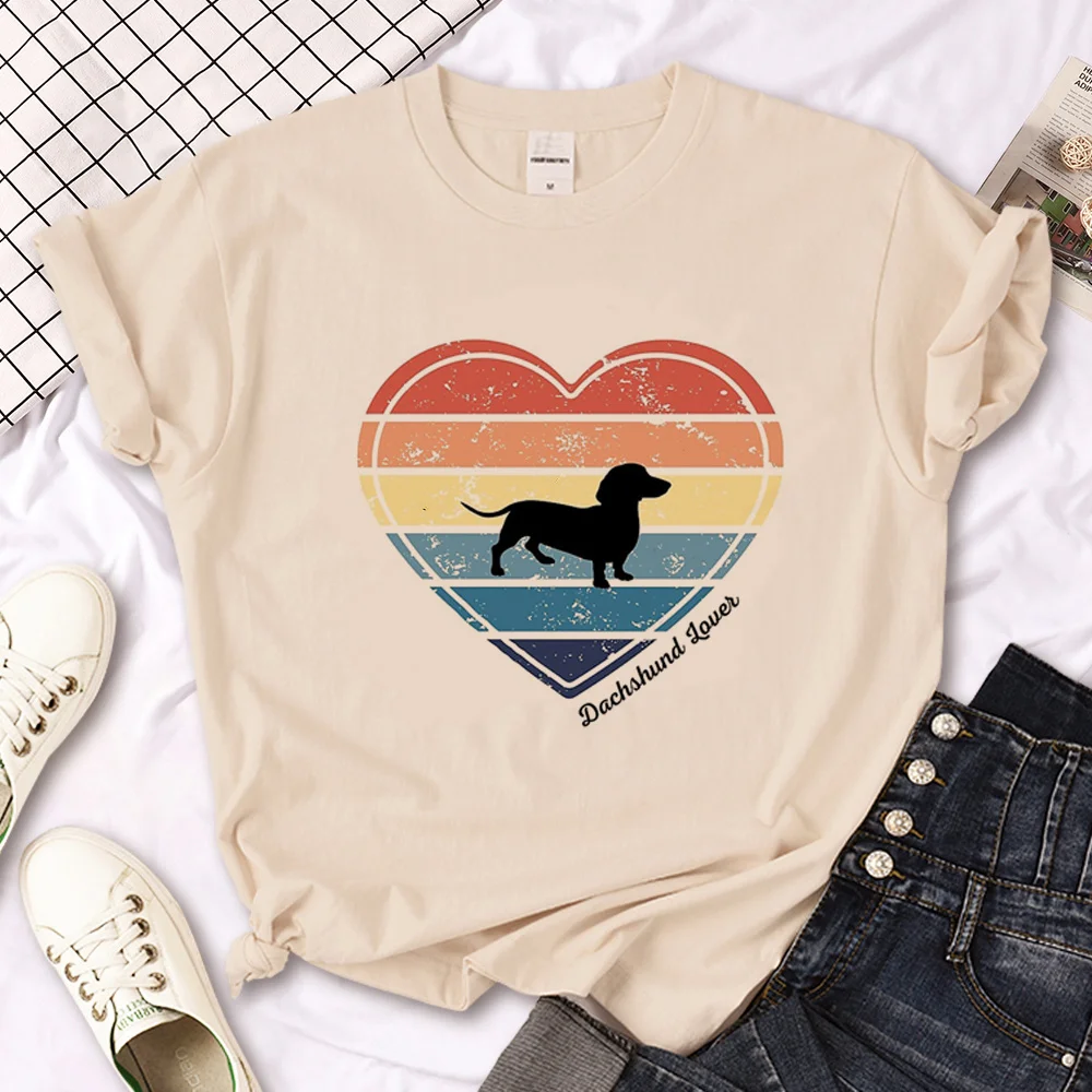 

Dachshund t shirt women manga t-shirts female anime harajuku 2000s clothing