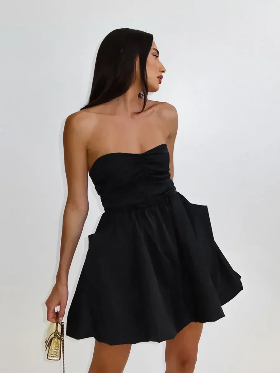 Модный сексуальный однотонный топ без бретелек летнее платье-пачка для отдыха