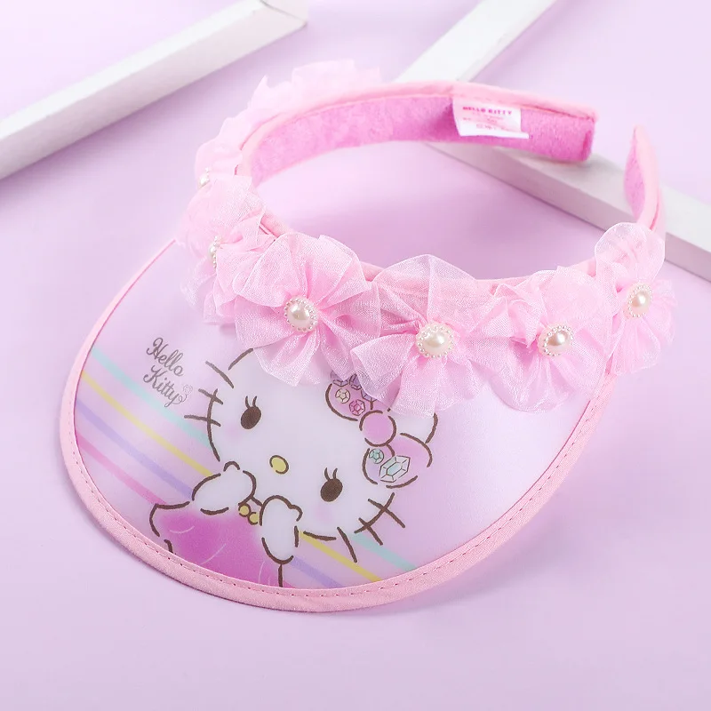 

Kawaii Sanrio Anime Children Sunshade Sunscreen Hat Cute Hello Kitty Cartoon Summer Sun Hat Originality Children Girl Gifts