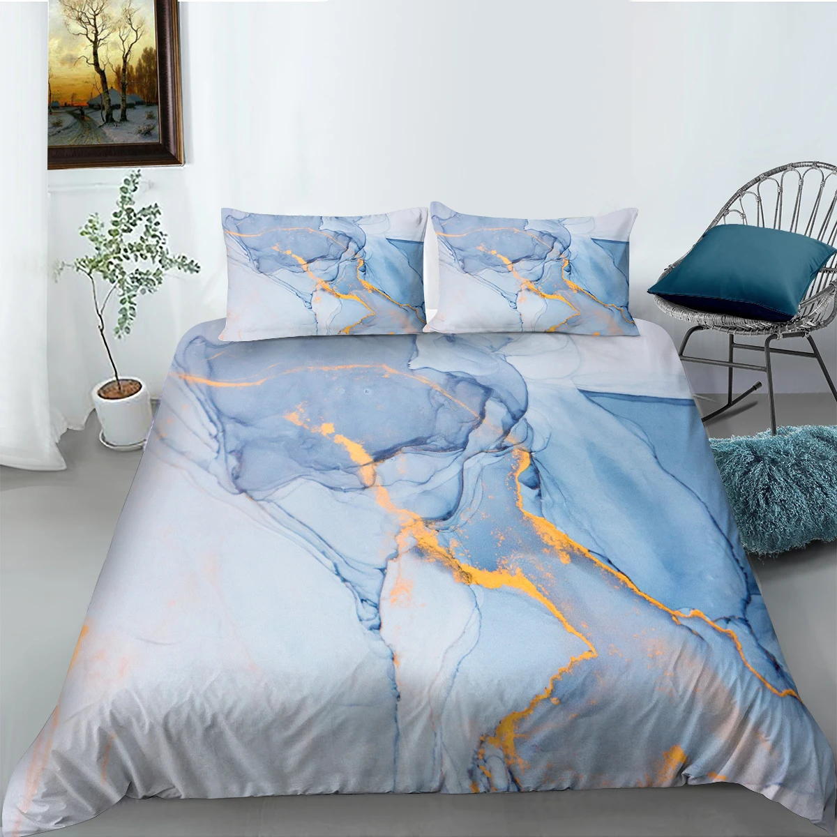 

Wholesale European Pattern Hot Sale Soft Bedding Set 3d Digital Marble Printing 2/3pcs Duvet Cover Set ES/DE/EU/AU/US Size